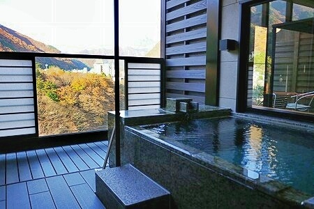 「鬼怒川金谷ホテル」宿泊記、グレードアップ和洋室の露天風呂