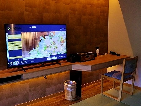 「鬼怒川金谷ホテル」宿泊記、グレードアップ和洋室のテレビとデスク