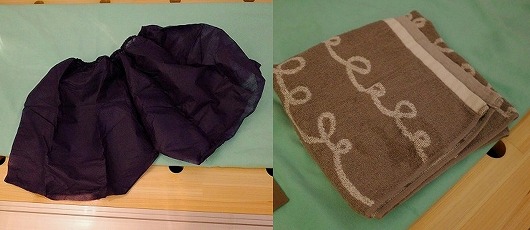 新富町の「ホルミシスメディカルサロン」のラドンカプセルの紙パンツとタオル