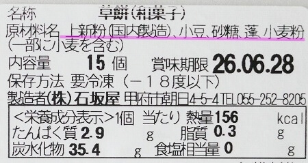 よもぎが濃いおすすめの草餅、山梨「石坂屋」の草餅の原材料