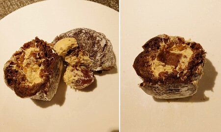 「I’m donut ? omotesando」(アイムドーナツ?表参道)の限定、栗とあんこのミルクティークリームドーナツの断面